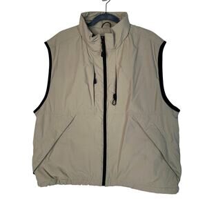 Eddie Bauer Men's L Outdoor $129 Outfitter NYLON Vest Fleece Full Zip Khaki Tan
